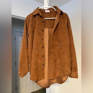 Pink Lily Brown Corduroy Utility Jacket